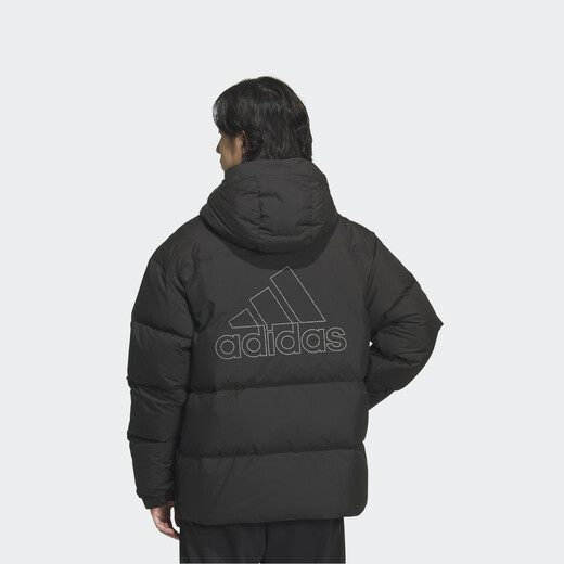 Adidas wasserabweisende, spritzwassergeschützte, winddichte und warme Entendaunen-Daunenjacke für Damen und Herren, Adidas offiziell schwarz M