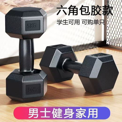 Dumbbell men's fitness home dormitory strength equipment for teenagers and ladies kettlebell barbell hexagonal 10/5kg pair 10kg 1 pair (5kgX2 only)