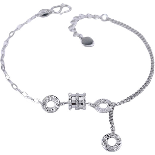 Lao Fengxiang platinum love small waist adjustable bracelet as a birthday gift for girlfriend platinum jewelry white gold about 4.4g