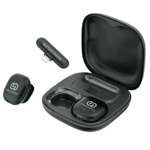 Seeknature's new AI01 wireless lavalier microphone, professional monitoring radio microphone, AI noise reduction, real-time live broadcast and internal recording, MOMA Mammoth one-to-two microphone, interview business shooting radio, new AI01 (powerful noise reduction) Android Apple version 15-17