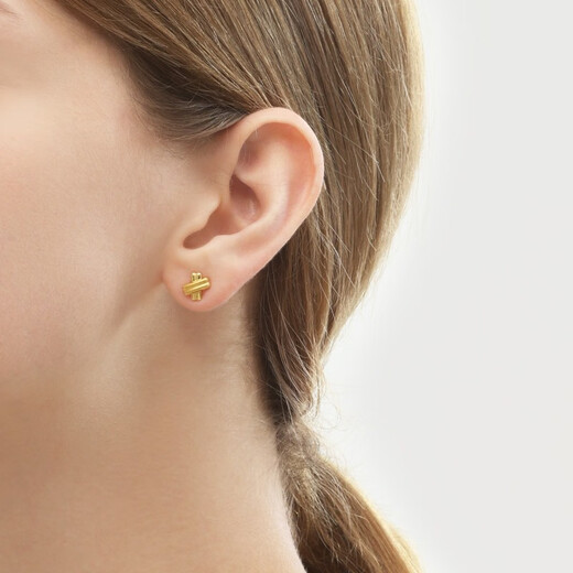 Chow Sang Sang Gold Earrings Pure Gold Sparkling Sand X-Shaped Earrings Pair of Gold Earrings for Women 68705E Pricing