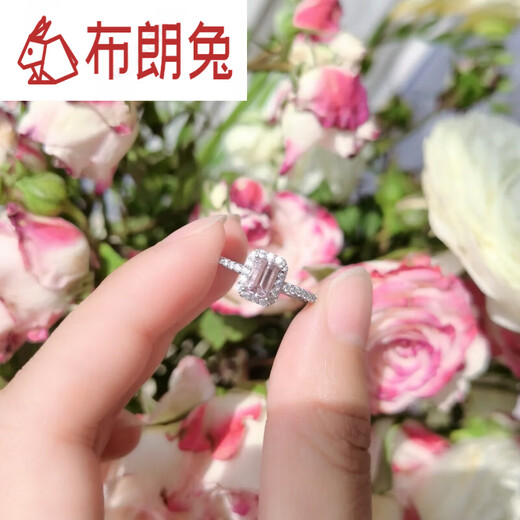 Brown rabbit emerald cut aquamarine morganite tourmaline tanzanite classic surround 925 silver ring morganite 0 carat opening adjustable