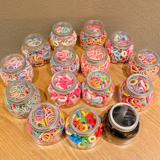 900 pieces of unique children's rubber bands that won't hurt hair. Baby hair ties and hair ties for little girls to tie their hair. Rubber band hair accessories. Hot sale 400 pieces of rubber bands. Free jar. No Specifications.
