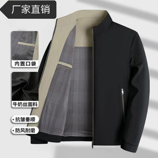 Velvet thickened cotton coat men's winter business casual executive jacket cold-proof and warm dad jacket cotton coat Factory direct sales high quality clearance 555 spring and autumn style navy blue 3XL Recommended weight 155-165 Jin Jin equals 0.5 kg Can be worn