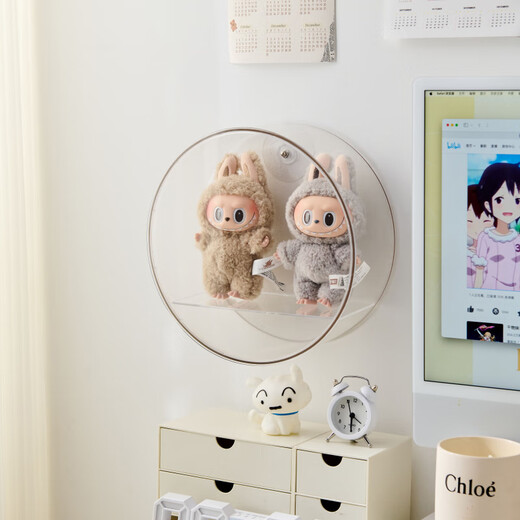 GOTO wall-mounted display stand Bubble Mart Macaron Labubu wall-mounted display box new product transparent color round wall hanging without punching