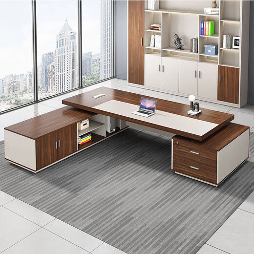 Office furniture desk boss desk simple modern executive desk office supervisor desk manager desk president desk and chair 1.6 meters thickened table + side cabinets