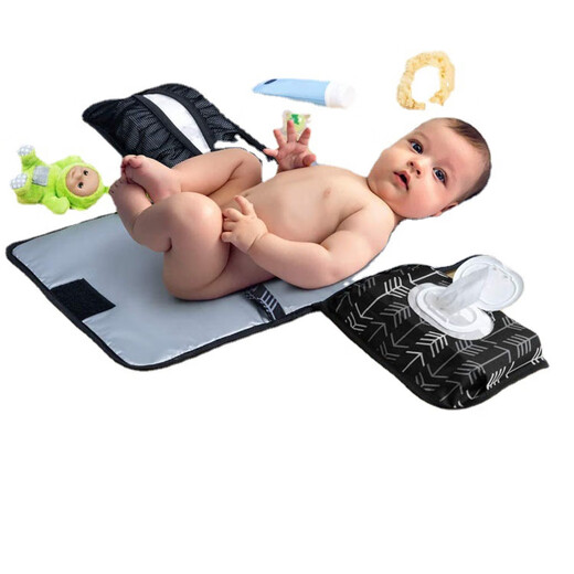 New style portable baby diaper pad, newborn diaper changing pad when going out, can be folded into a mommy handbag, white arrow, one size fits all