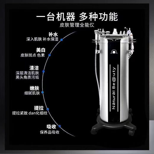 Silver Brown Skin Management Comprehensive Instrument Small Bubble Beauty Instrument Facial Cleansing Blackhead Absorbing Beauty Salon Special Instrument Third Generation Silver Brown Large Bubble Metal Probe + Detection