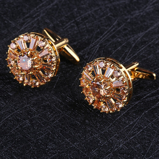 Lieshang Autumn New Gold Crimson Crystal Cufflinks French Shirt Cuffs Men's Fashion Business Gift Box Gold_Crimson Crystal_Awesome Cufflinks
