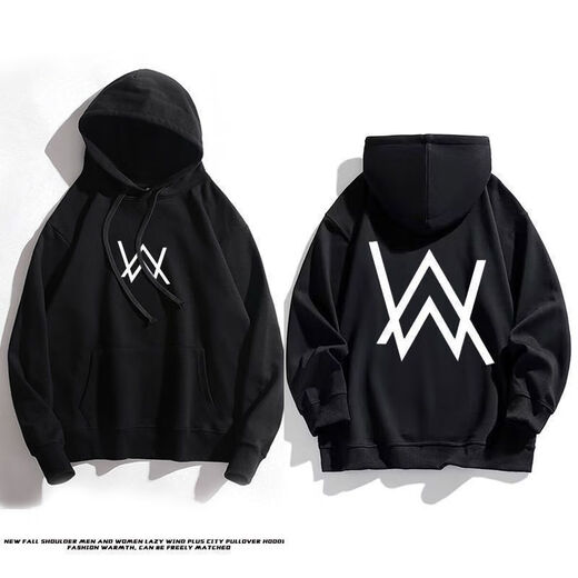 Ji Mi Alan Walker alanwalker three-piece set Jiahao same style DJ trendy autumn and winter hooded men's handsome sweatshirt winter Jiahao same style sweatshirt - black plus velvet M 80-100Jin Jin equals 0.5 kg