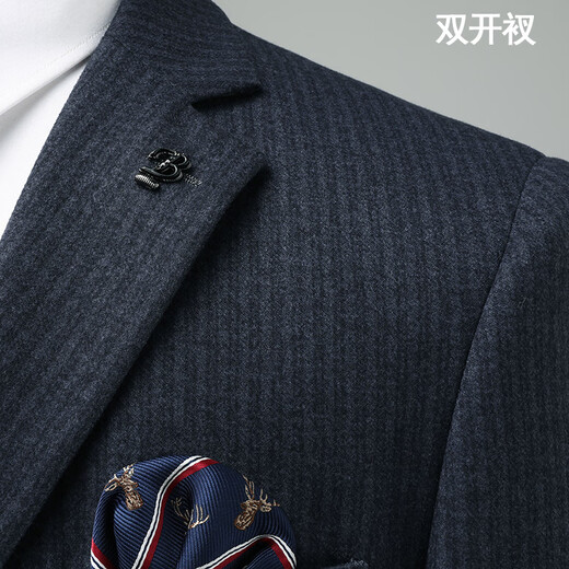 BOSS Spring and Autumn Wool Suit Men's 2024 New Wedding Slim Business Casual Striped Suit Jacket Gray - Two-piece Set L 175 suitable for 125-140 Jin Jin equals 0.5 kg