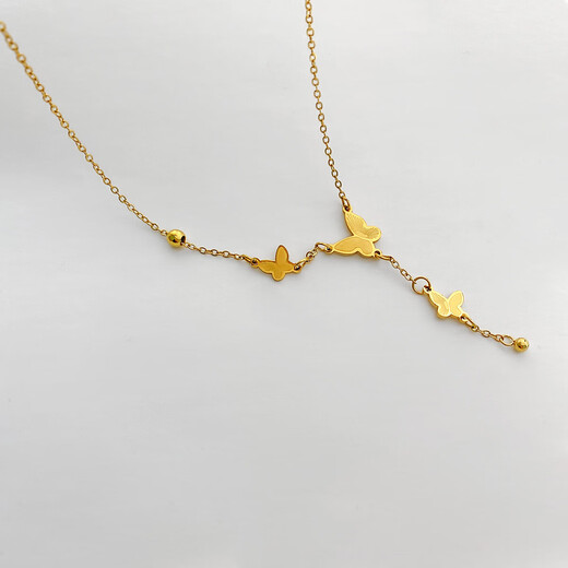 Butterfly tassel necklace for women, non-fading, ancient style, fashionable necklace, niche design, high-end clavicle chain, butterfly tassel necklace