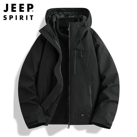 JEEP SPIRIT Jeep Jacket for Men and Women Autumn and Winter Three-in-One Outdoor Mountaineering Windproof Jacket Mustard Gray-M