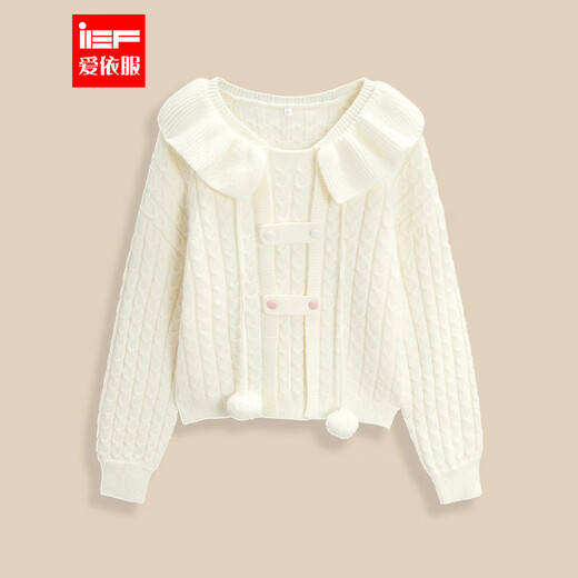 IEF/Aiyifu 2025 Unique and Beautiful Early Autumn Woolen Tops College Style Gentle Temperament Pullover Sweater Apricot One Size