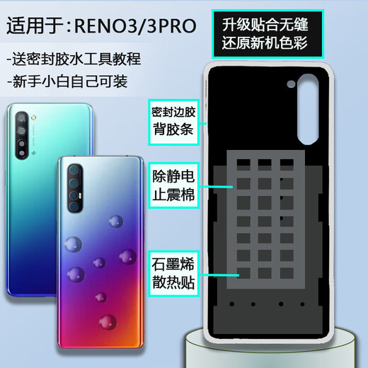 Original suitable for oppo Reno3 back cover glass case reno3pro mobile phone back case battery cover rear screen replacement RENO3 sunrise impression back cover tempered glass back cover/high quality/fitting