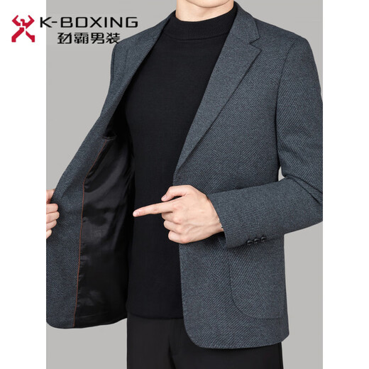 K-Boxing Men's Suit Jacket Business Suit-Sense Workplace Top Men's Casual Warm Wool Wool Single Suit Gray Twill 2862 M 170/88A