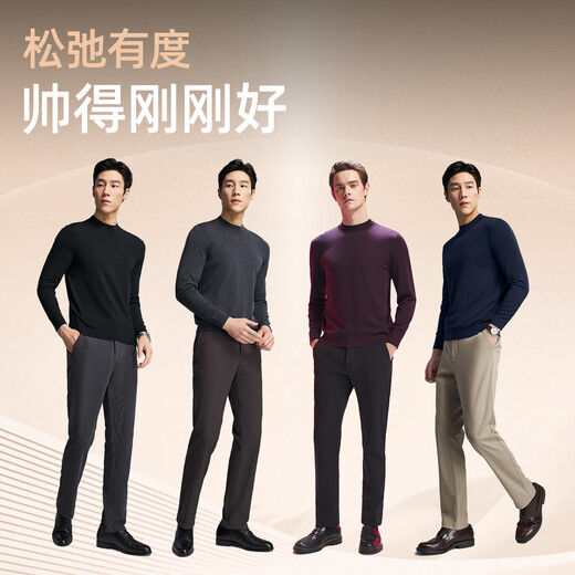 雅戈尔毛衫男全羊毛半高领羊毛衫超细毛条羊毛织物温暖舒适2025新品合款 黑色VYQW619965ABA L 105cm （推荐145-165斤）