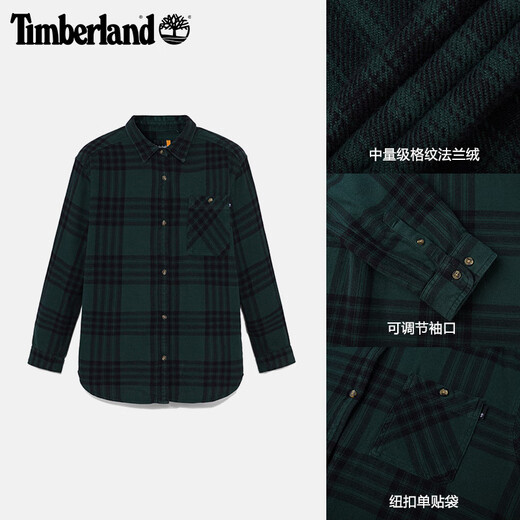 Timberland Women's Flannel Shirt New Outdoor Casual Loose A6HXQG82/Emerald Green L It is recommended to choose one size smaller (165/92A)