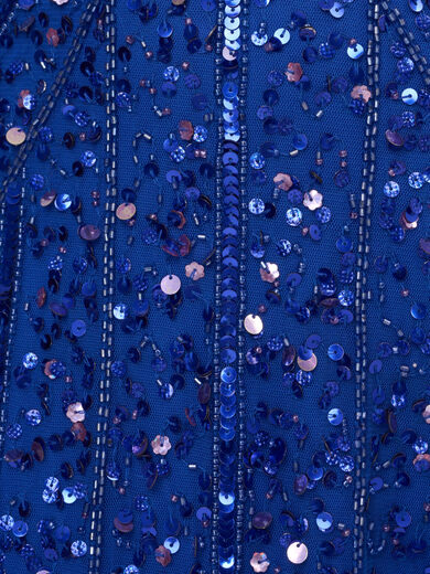 Adrianna Papell Women's Beaded Off Shoulder Gown Brilliant Sapphire 12