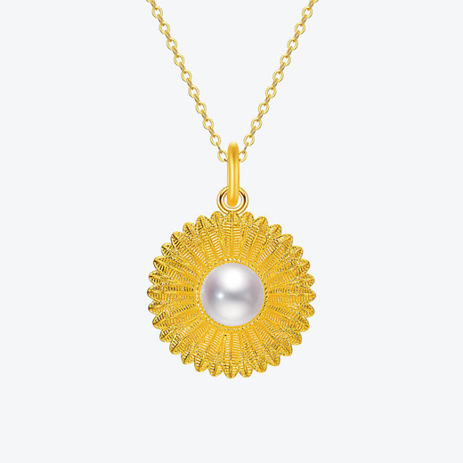 Meluxe sunflower pure gold 999 freshwater pearl pendant gold, more to be withdrawn, less to be replenished, the total gold is about 8.45g (single pendant does not include chain)