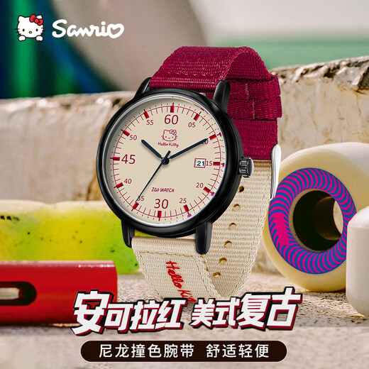 Hello Kitty watch for female students in middle and high school special examination table canvas with quartz watch Sanrio women's New Year's birthday gift