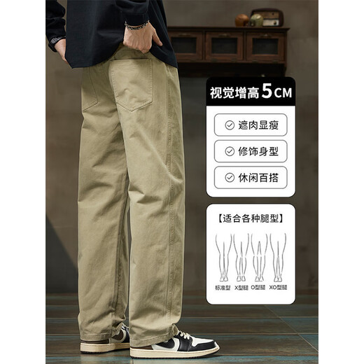 JEANSWEST casual pants men's 2025 new autumn loose straight trousers men's workwear pure cotton sports pants men's spring and autumn black L 110-130Jin Jin equals 0.5 kg