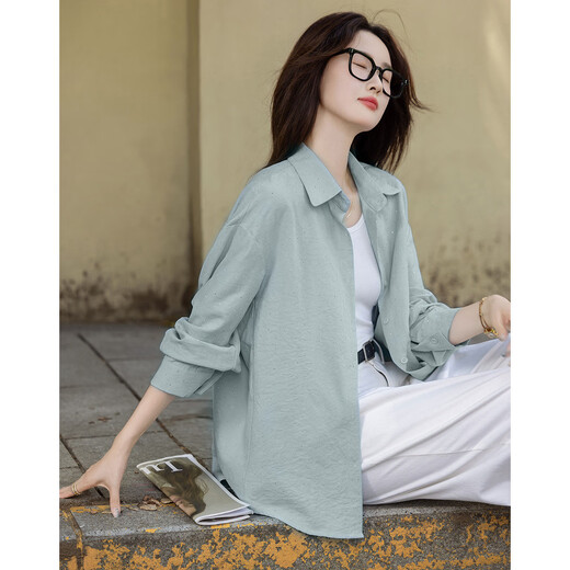 Demana Quiet Luxury Aesthetics Autumn Temperament Lapel Hot Diamond Shirt Loose Drop Shoulder Small Person Hidden Flesh Shirt Women's Top