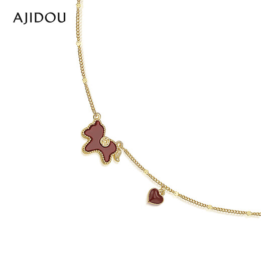 AJIDOU Ajidou Necklace Women's Shining Clavicle Chain Short Necklace Gold + Red 40.5cm 1 piece