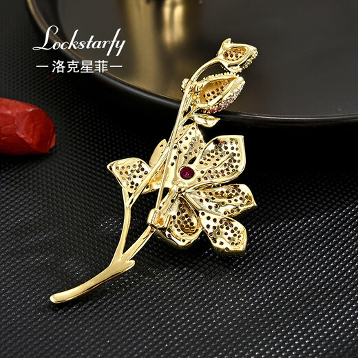 LOCKSTARFY French brand elegant magnolia suit corsage pin for wife and girlfriend Chinese Valentine's Day gift romantic coat brooch LXZ00393 red brand gift box