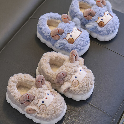 Bangboshi heel cotton slippers for girls and boys in autumn and winter cute cartoon indoor home plush warm cotton slippers pink (heel included) 30/31 size (inner length 18CM suitable for feet 17CM)