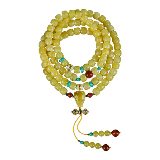 OUCERNY Beeswax Bracelet Collection of Old-fashioned Abacus Beads Natural Raw Stones 108 White Flowers Full of Honey and Southern Red Bracelet