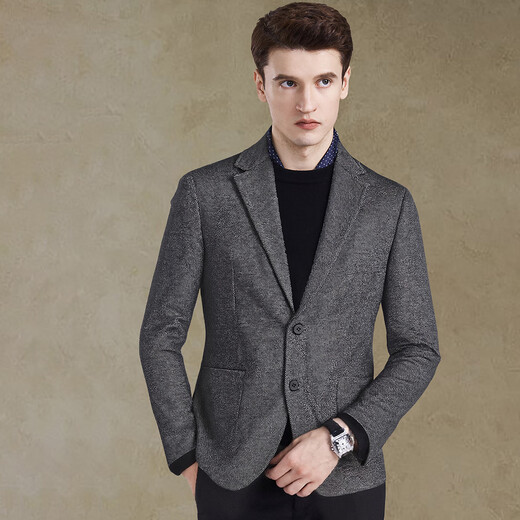 Shanshan (FIRS) autumn men's suit jacket with wool, brushed thickening, warm and smooth texture, light luxury business casual single suit