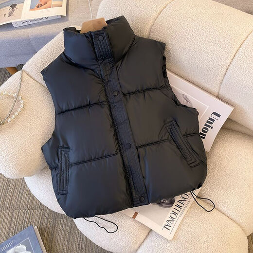 No. 1 Phoenix Autumn and Winter 2025 New Cotton Clothes Vest Jacket Women's Ins Trendy Small People Plus External Vest Black M 80-100Jin Jin is equal to 0.5 kg