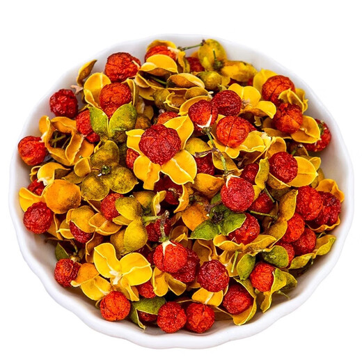 Getrocknete Blumen von Albizia Julibrissin, chinesische Heilstoffe helfen He Huanhua-Tee, die Nerven zu beruhigen, Wolfsbeeren- und Huanhua-Mian-Tee in Wasser eingeweicht, Albizia Julibrissin 100 g