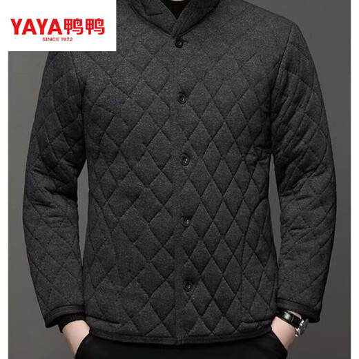 Duck Men's Winter Camel Down Winter Clothes for Middle-aged and Elderly Cold-proof Cotton Clothes Thickened Dad's Plush Cotton Jacket Warm Cotton Clothes Stand Collar Jacket Dark Gray Classic 4XL 125 to 150Jin Jin is equal to 0.5 kg