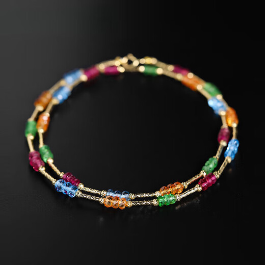 Book pocket full of stars, tourmaline, garnet, topaz, multi-treasure necklace, 18K gold clavicle chain for girlfriend, gift for wife, multi-treasure necklace 45cm