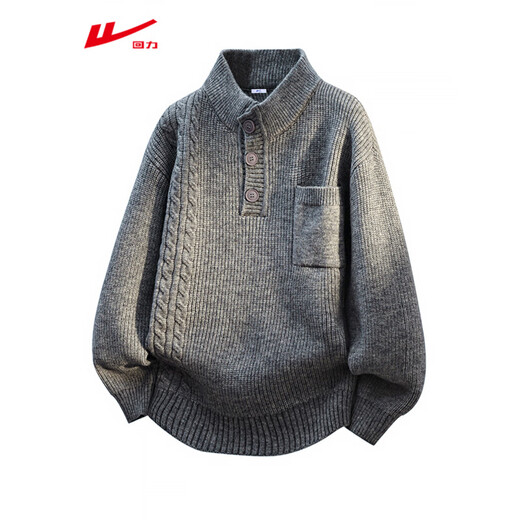 Gray sweater men's winter thickened and warm Henry collar sweater men's design sweater gray M about 90-105 Jin Jin equals 0.5 kg can be worn