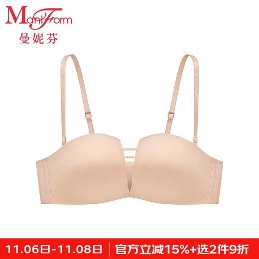 Maniform comfortable and sexy strapless bra soft steel ring push-up bra women's soft support underwear bra 20812290 110 skin color 80C (medium thin)