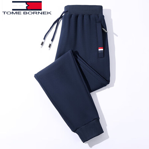 TOME BORNEK Tommy Tommy sweatpants men's autumn and winter velvet pure cotton sweatpants loose thickened men's casual trousers black leggings velvet 2XL