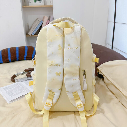 KATELUO school bag junior high school girls blue ins style high school students high appearance 2025 new female large capacity backpack shoulder bag blue with flying rabbit pendant