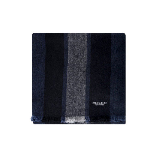 COACH Striped Scarf Unisex Couple Style Blue Black Gray Blue Black Gray Default Packaging