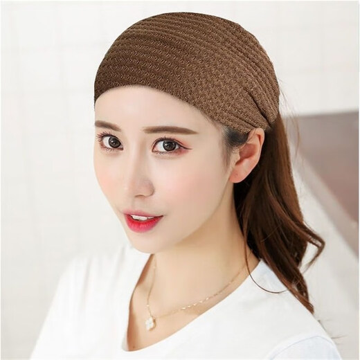 Touto patch, forehead warmer, forehead cover to cover gray hair, postpartum hairband, postpartum windproof SN7391, knitted style - brown