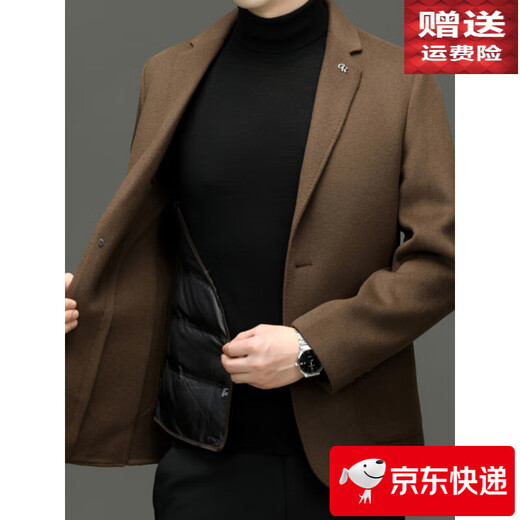 AX Armani autumn and winter thickened wool suit jacket men's business casual woolen single suit jacket feather black M 170 90-120Jin Jin equals 0.5 kg