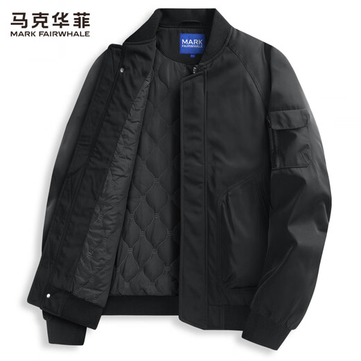 Mark Huafei simple quilted baseball collar jacket men's 2025 autumn and winter new trendy versatile pilot jacket 1050 black 001 M 170