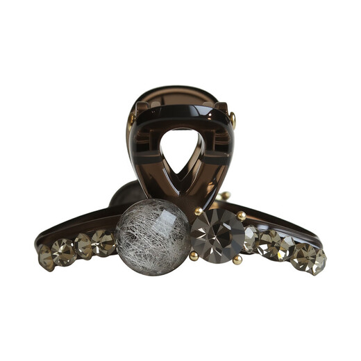 Zuoou transition period hairpin for women, light luxury, high-end, flashing diamond round beads, small clip, short hair, half-tied hair, shark clip on the back of the head, single bead style, single pack