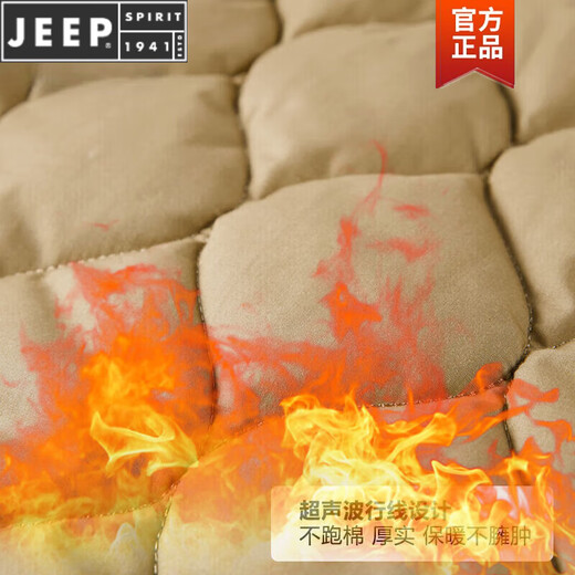 JEEP SPIRIT pure cotton coat men's autumn and winter loose large size workwear thickened American retro hooded jacket cotton jacket for men Khaki M Recommended 100Jin Jin is equal to 0.5kg -115Jin Jin is equal to 0.5kg