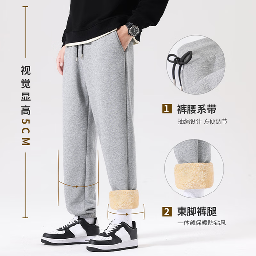 Pull back 2025 new velvet men's trousers, thickened lamb velvet, cold and windproof outer sports trousers for men, autumn and winter trousers for men, velvet and thickened, black (modern trousers) S /165 (weight 85-100Jin Jin is equal to 0.5 kg)