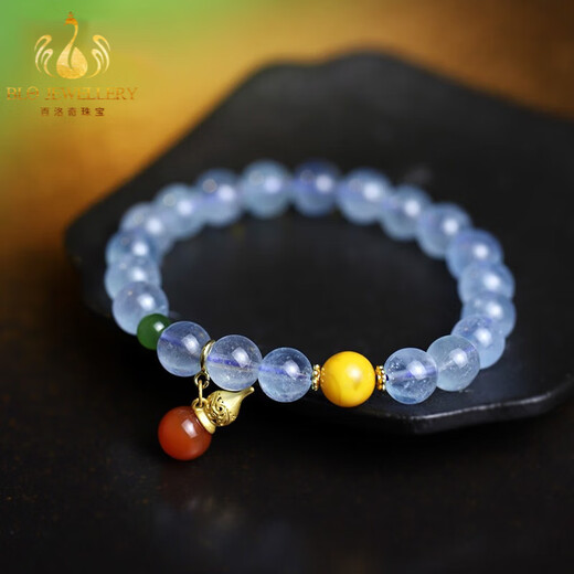 Bailuoqi Xie Xie ice-permeable aquamarine bracelet for women South red gourd pendant blue bracelet 520 gift with gourd 8cm