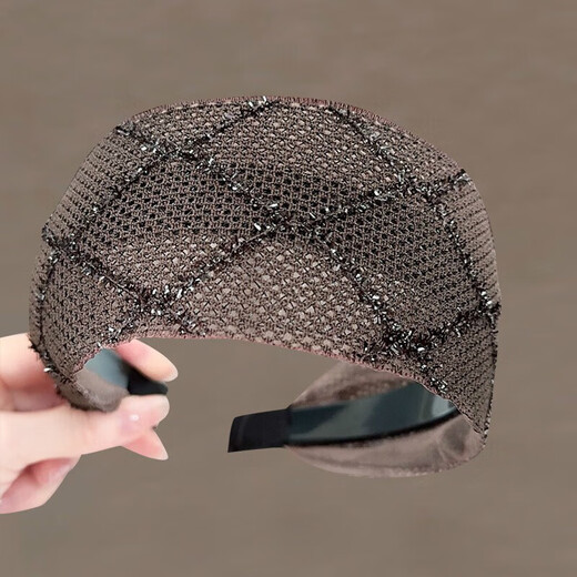 Qiaoyu headband for women, wide-brimmed hairband to cover white hair, broken hair, versatile summer hair cassette, non-slip, high-end headwear, coffee