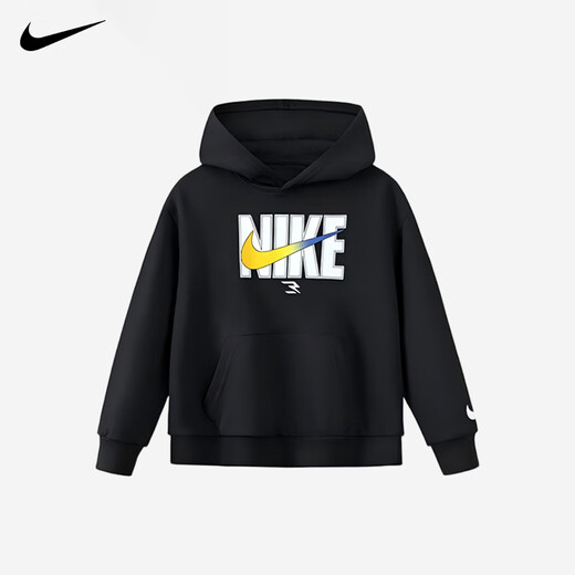 NIKE Nike children's hooded suit plus velvet 2025 new autumn and winter cotton two-piece youth sweatshirt for boys and girls, black 2233, velvet and thickened style, high weight 160/L, recommended height 152-158cm NIKE Nike children's hooded suit plus velvet 2025 new autumn and winter cotton two-piece youth sweatshirt for boys and girls, black 2233, velvet and thickened style, high weight 160/L, recommended height 152-158cm